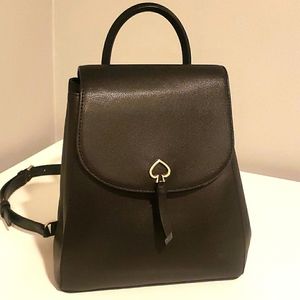Kate Spade Black Adel Flap Leather Backpack